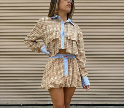 Ex-Boyfriend Brown Plaid Crop