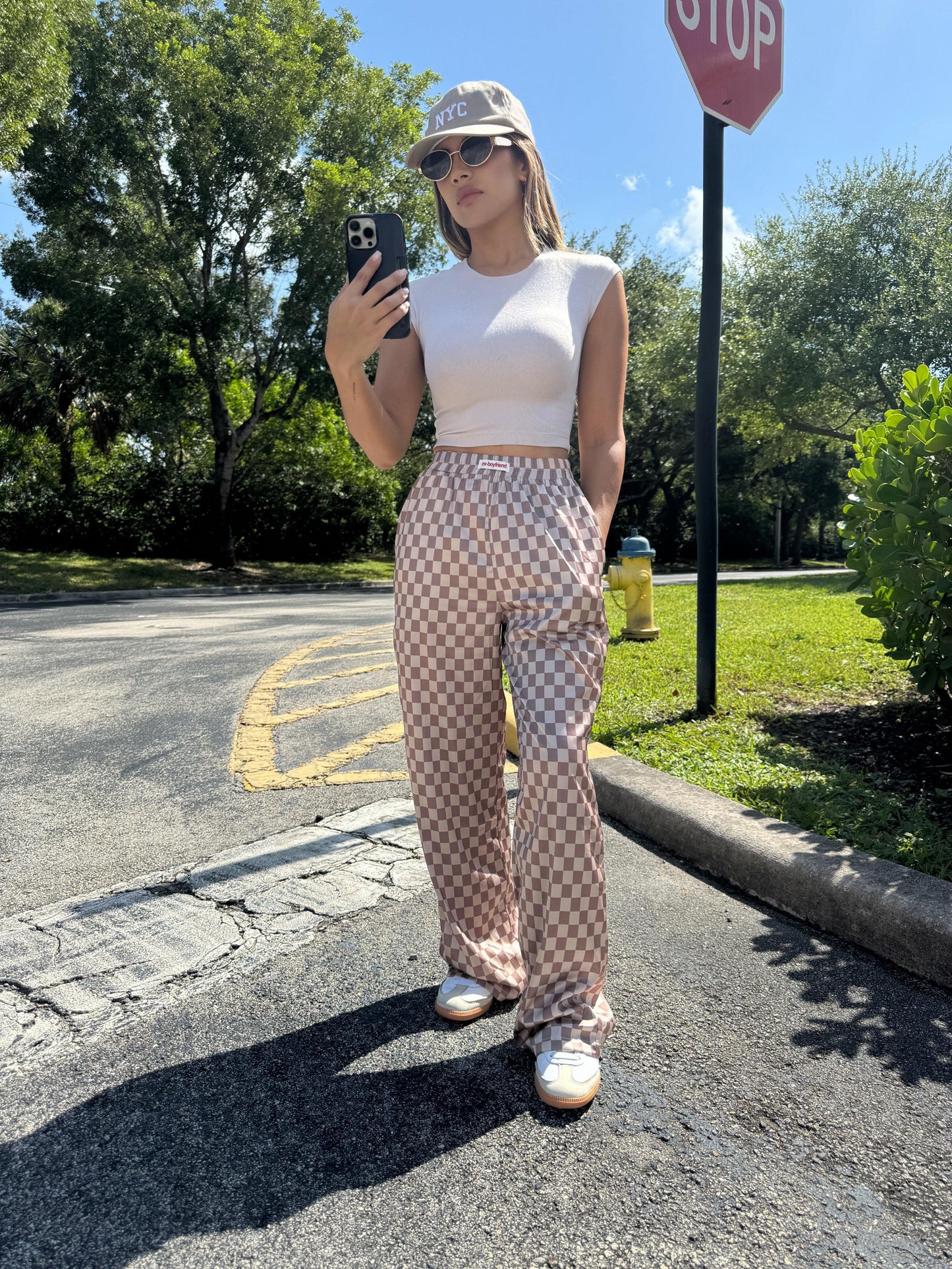 Ex-Boyfriend Silky Checkered Pants