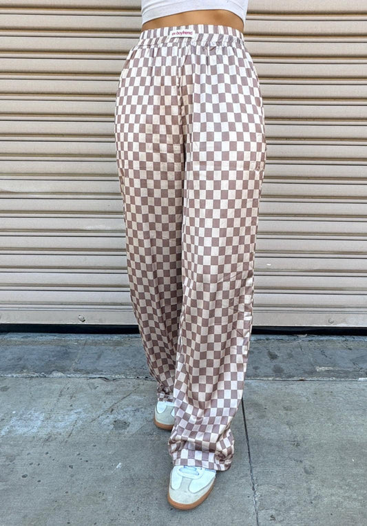 Ex-Boyfriend Silky Checkered Pants