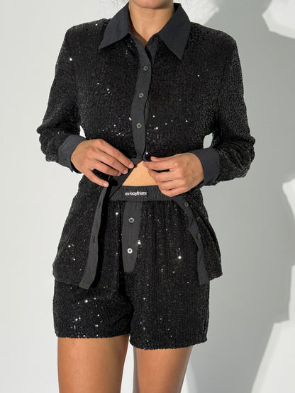 Ex-Boyfriend Sequin Black Shirt