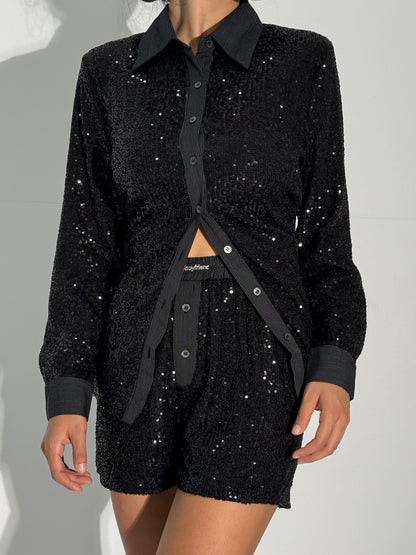 Ex-Boyfriend Sequin Black Shirt