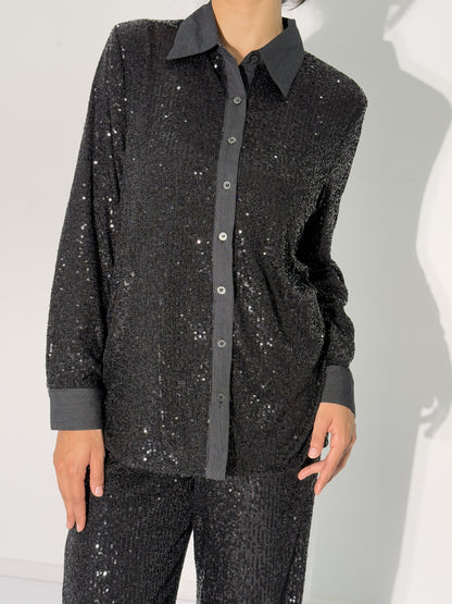 Ex-Boyfriend Sequin Black Shirt