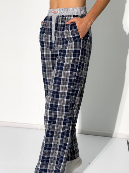 Ex-Boyfriend Crystal Plaid Pants Blue