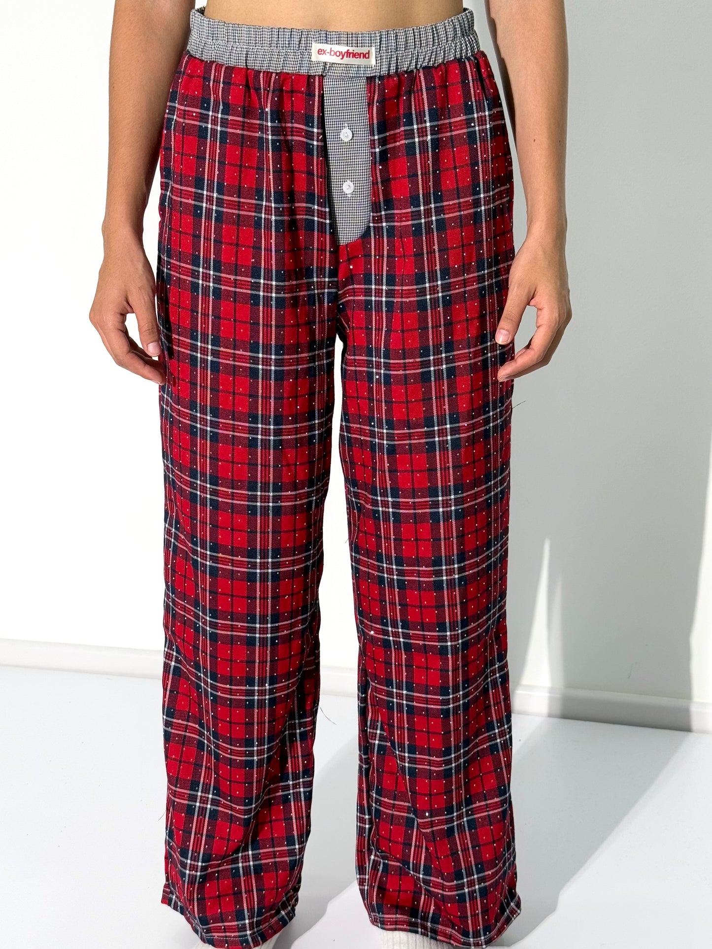 Ex-Boyfriend Red Crystal Plaid Pants