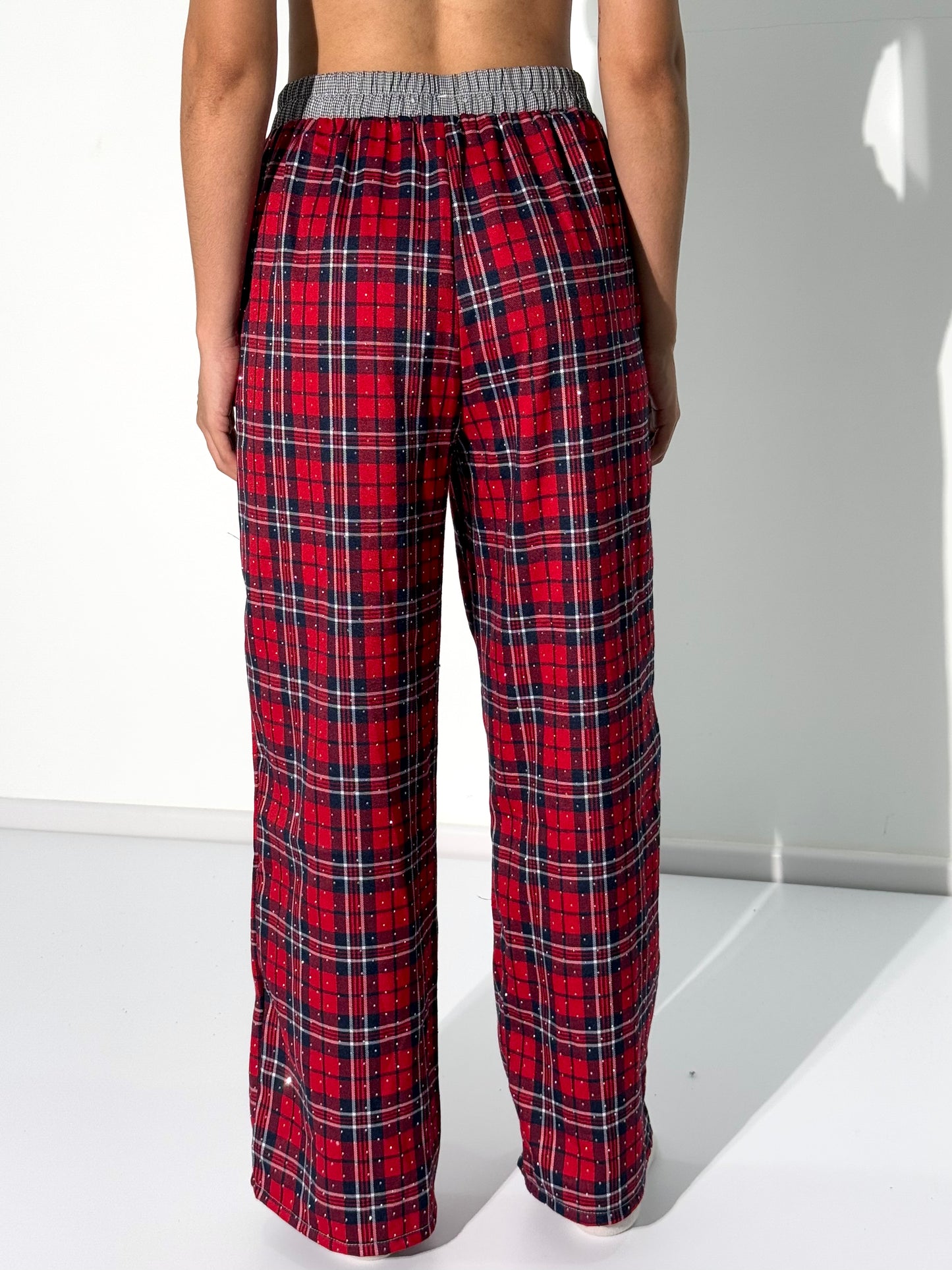 Ex-Boyfriend Red Crystal Plaid Pants